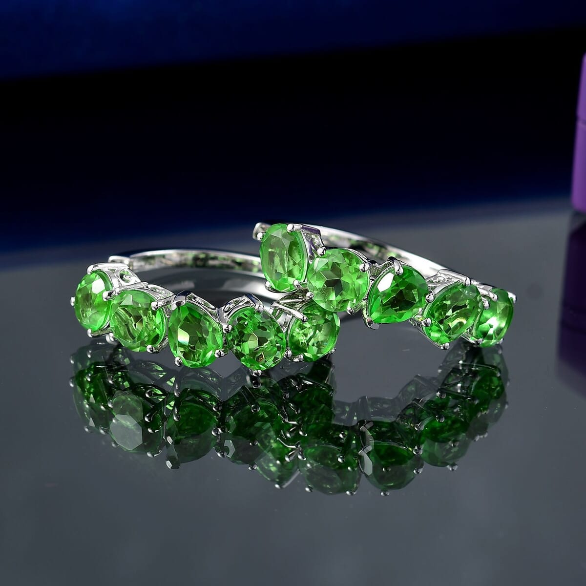 Ever True Chartreuse Quartz (Triplet) 20.70 ctw Beauty of Vines Earrings in Platinum Bond (Del. in 10-12 Days)  image number 1