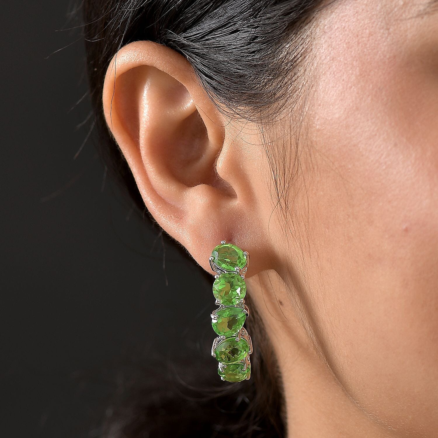 EverTrue Chartreuse Quartz (Triplet) 20.70 ctw Beauty of Vines Earrings in Platinum Bond