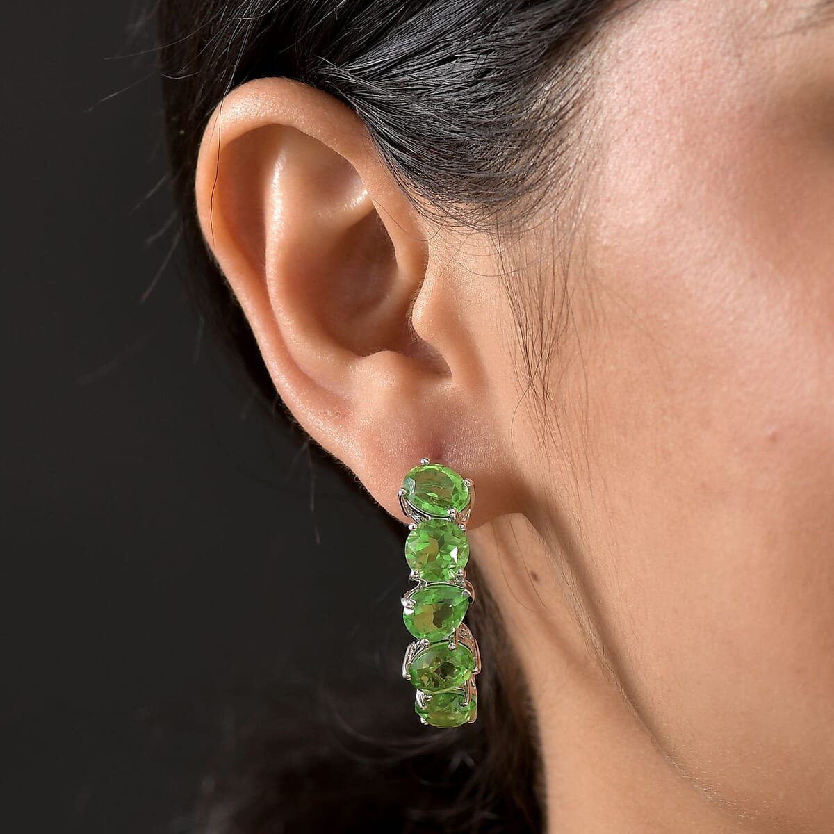 Ever True Chartreuse Quartz (Triplet) 20.70 ctw Beauty of Vines Earrings in Platinum Bond (Del. in 10-12 Days)  image number 2
