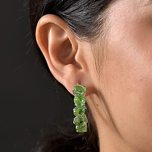 EverTrue Chartreuse Quartz (Triplet) 20.70 ctw Beauty of Vines Earrings in Platinum Bond