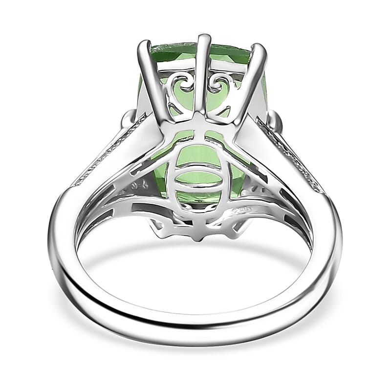 EverTrue Chartreuse Quartz and White Zircon (Triplet) 7.35 ctw Verdant Grace Ring in Platinum Bond (Size 10.0)