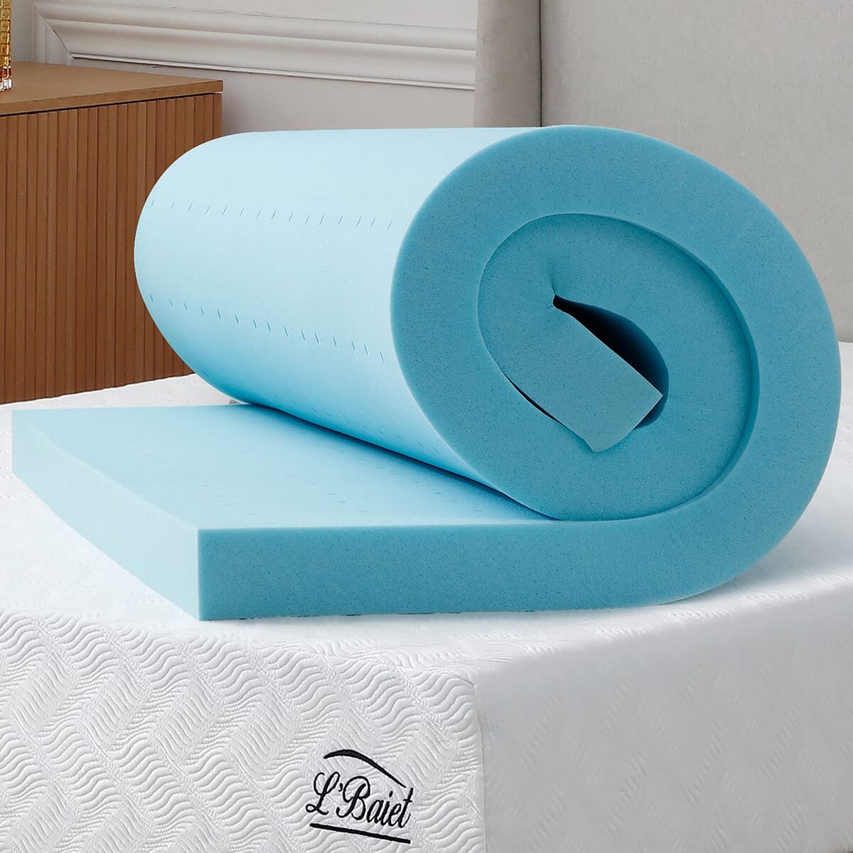 L'Baiet Cooling Gel Medium Firm Memory Foam Mattress Topper | 3 Twin Size image number 2
