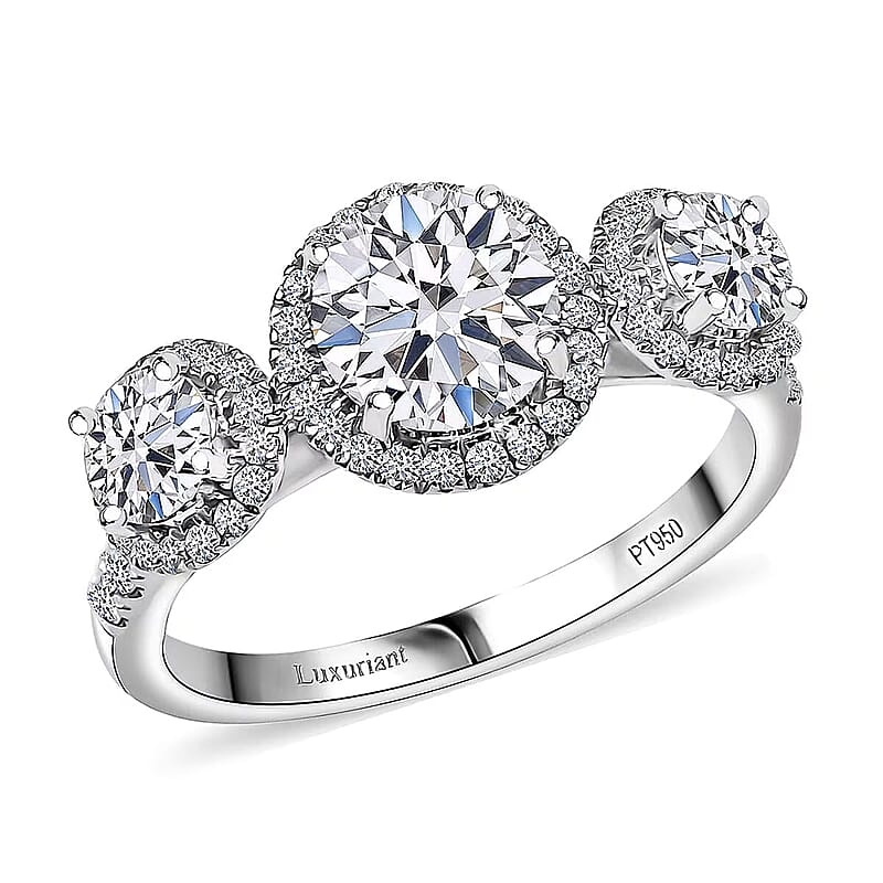 IGI Certified Luxuriant Lab Grown Diamond E-F VS 2.00 ctw Ring in 950 Platinum (Size 7.0)