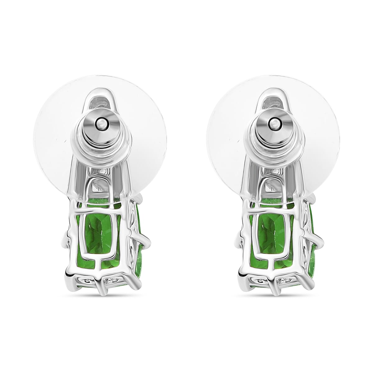 EverTrue Chartreuse Quartz (Triplet) and White Zircon 4.90 ctw Earrings in Platinum Bond