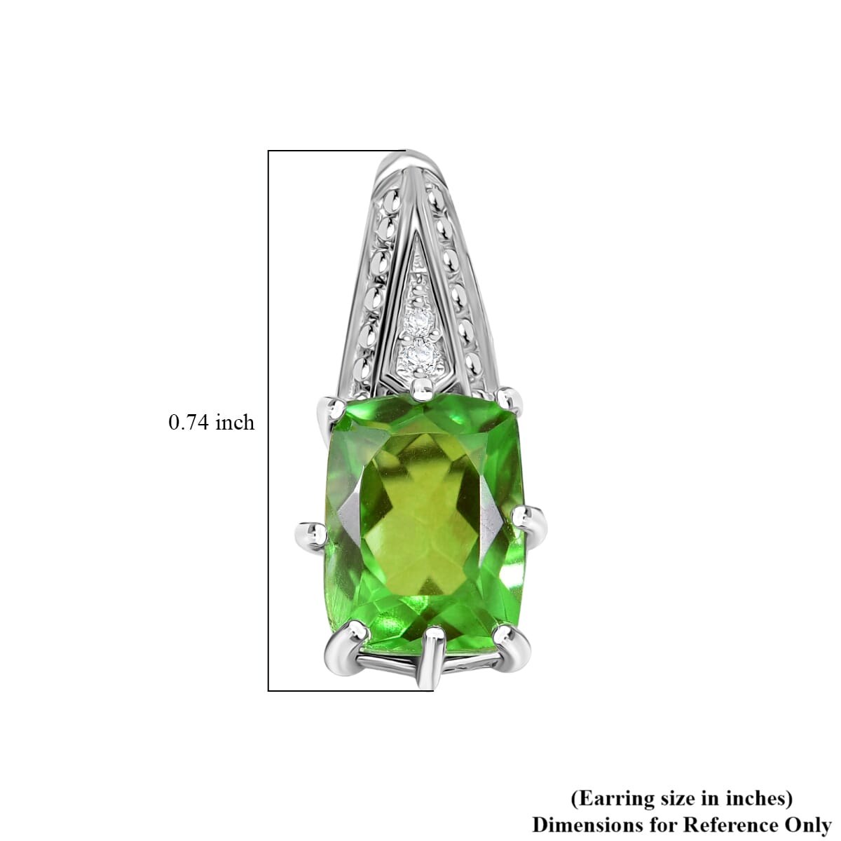 Ever True Chartreuse Quartz (Triplet) and White Zircon 4.90 ctw Earrings in Platinum Bond image number 5
