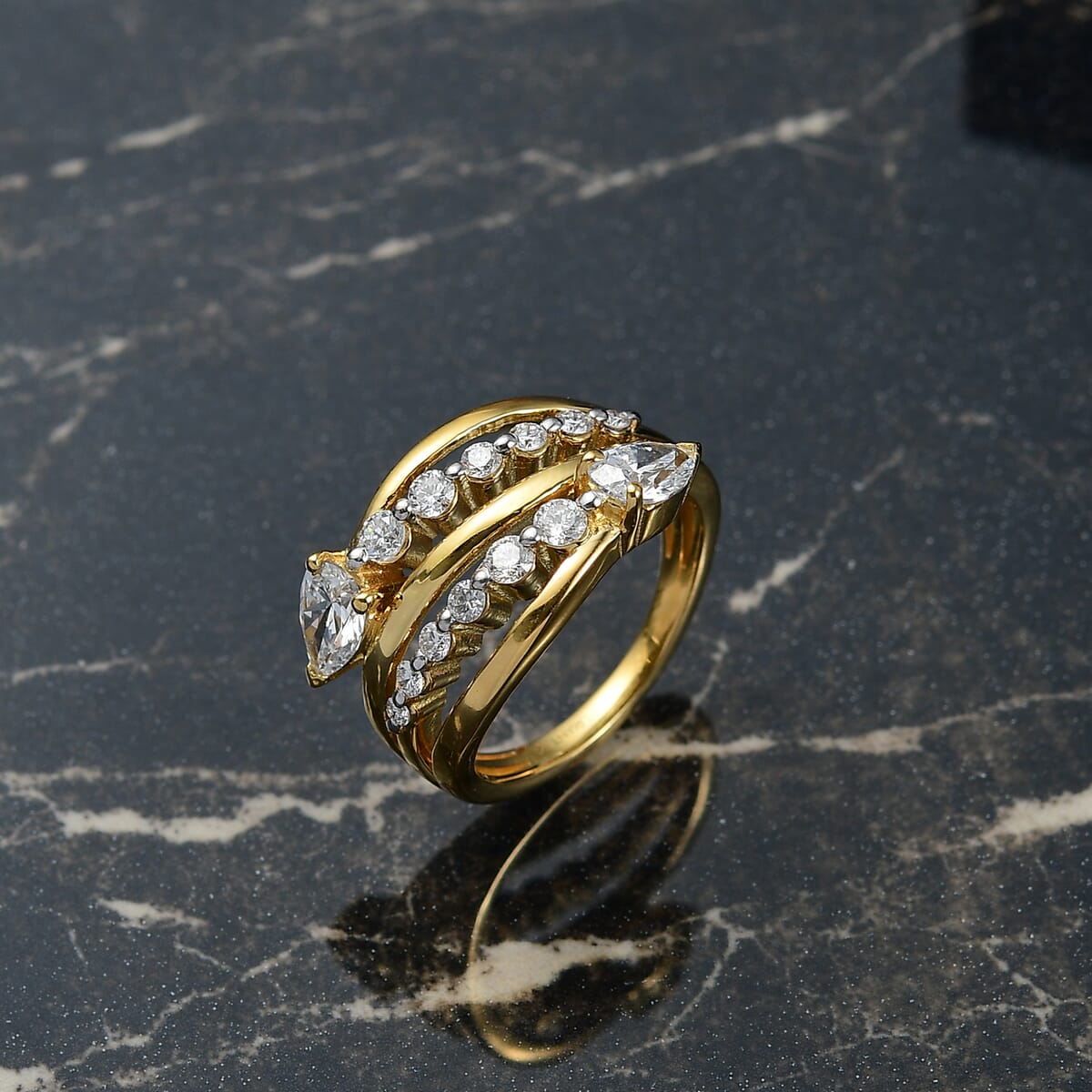 Luxuriant Lab Grown Diamond 1.50 ctw Ring in 18K Vermeil Yellow Gold Over Sterling Silver (Size 10.0)  image number 1