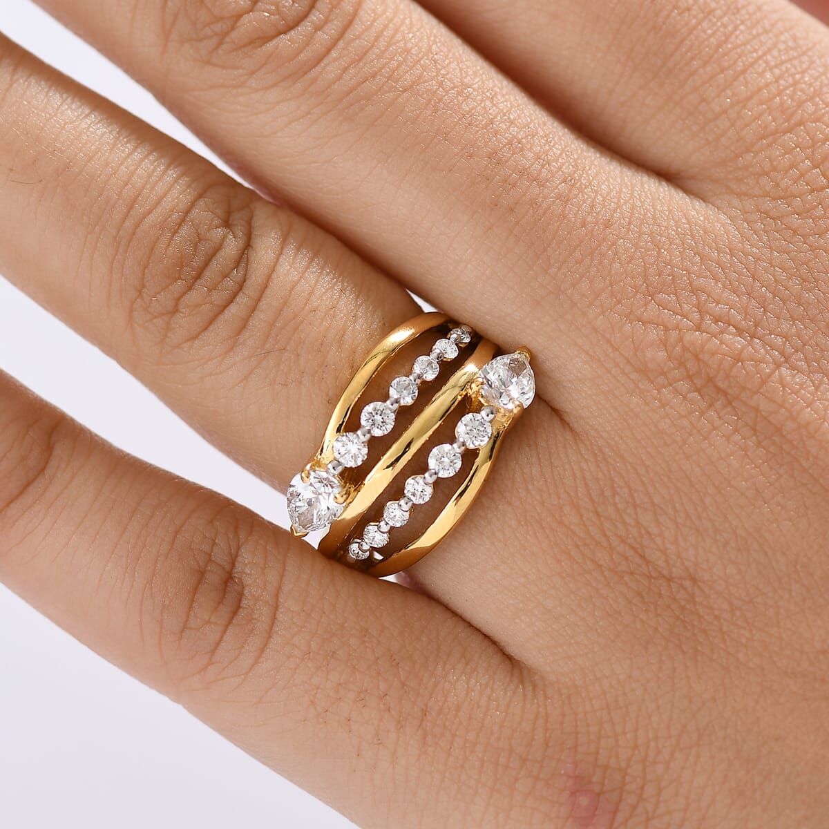 Luxuriant Lab Grown Diamond 1.50 ctw Ring in 18K Vermeil Yellow Gold Over Sterling Silver (Size 10.0)  image number 2