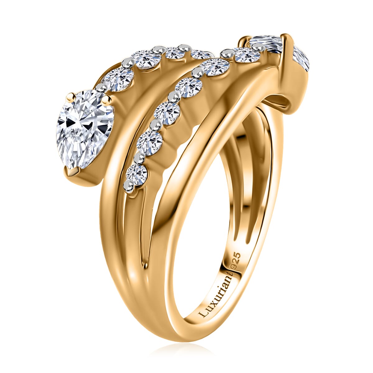 Luxuriant Lab Grown Diamond 1.50 ctw Ring in 18K Vermeil Yellow Gold Over Sterling Silver (Size 10.0)  image number 3