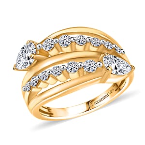 Luxuriant Lab Grown Diamond G-H SI 1.50 ctw Bypass Ring in 18K Vermeil Yellow Gold Over Sterling Silver (Size 7.0) 