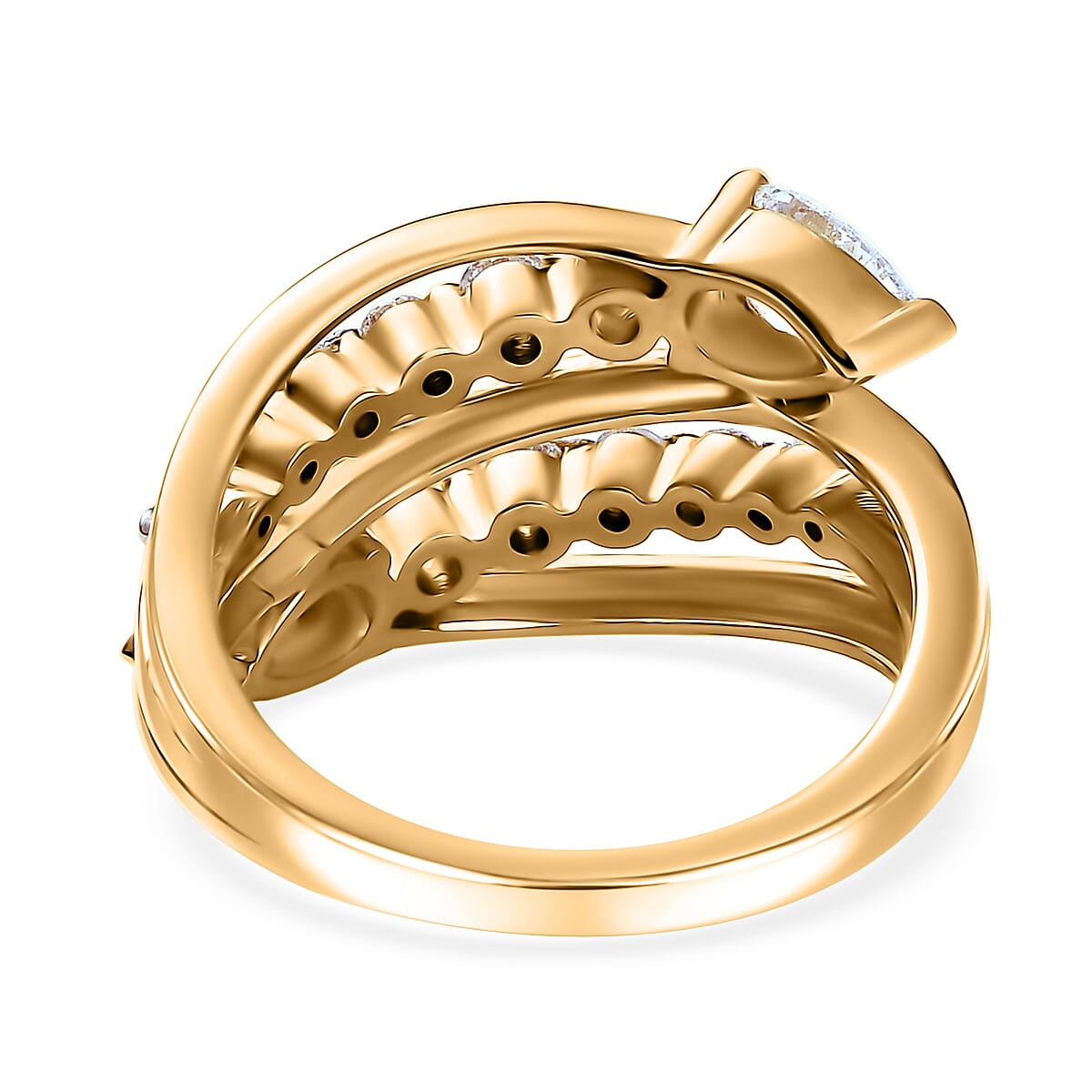 Luxuriant Lab Grown Diamond G-H SI 1.50 ctw Bypass Ring in 18K Vermeil Yellow Gold Over Sterling Silver (Size 7.0)  image number 4