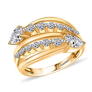 Luxuriant Lab Grown Diamond G-H SI 1.50 ctw Bypass Ring in 18K Vermeil Yellow Gold Over Sterling Silver (Size 9.0) 