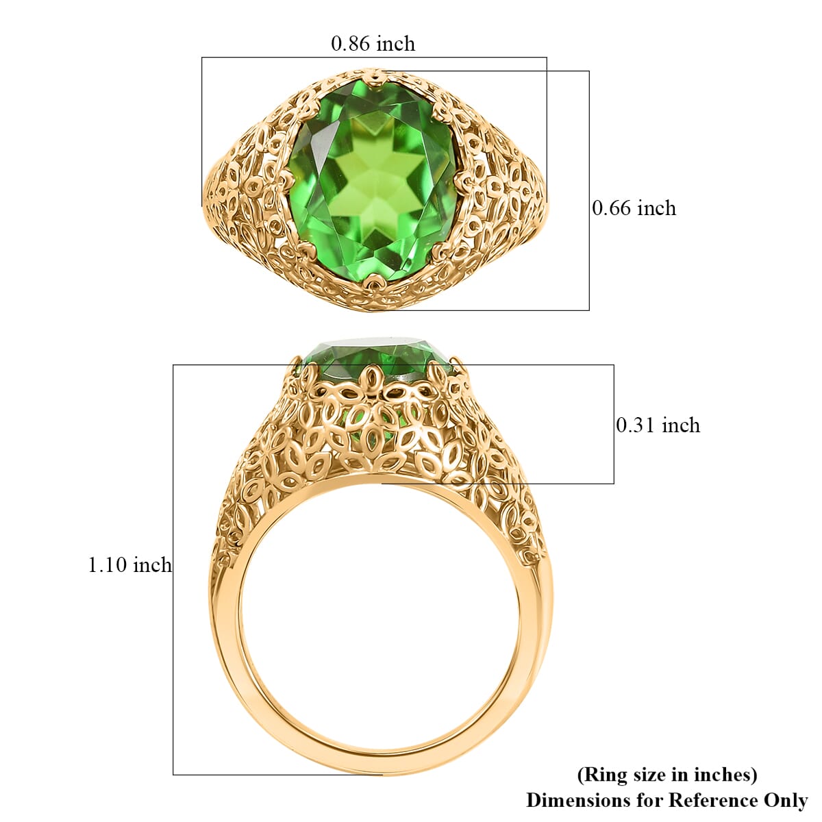 Ever True Chartreuse Quartz 5.00 ctw Blooming Radiance Ring in 18K YG Plated (Size 10.0)  image number 5