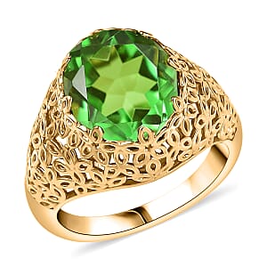 EverTrue Chartreuse Quartz 5.00 ctw Blooming Radiance Ring in 18K YG Plated (Size 7.0) 