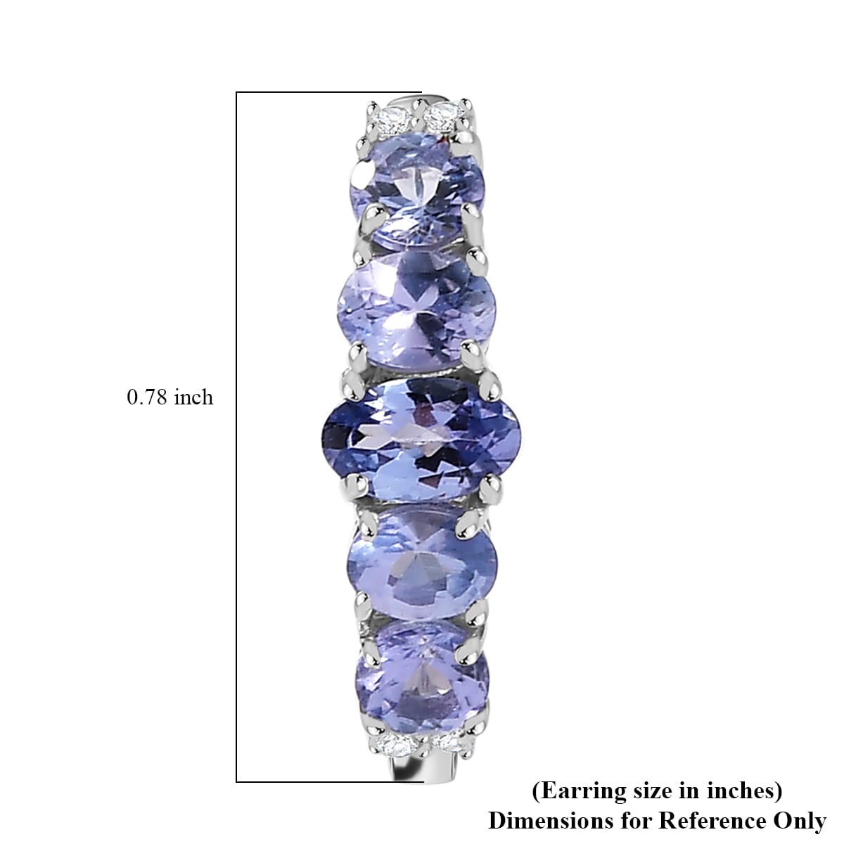 D'Joy Tanzanite and White Zircon 2.10 ctw Moon Phases Hoop Earrings in Rhodium Over Sterling Silver  image number 4