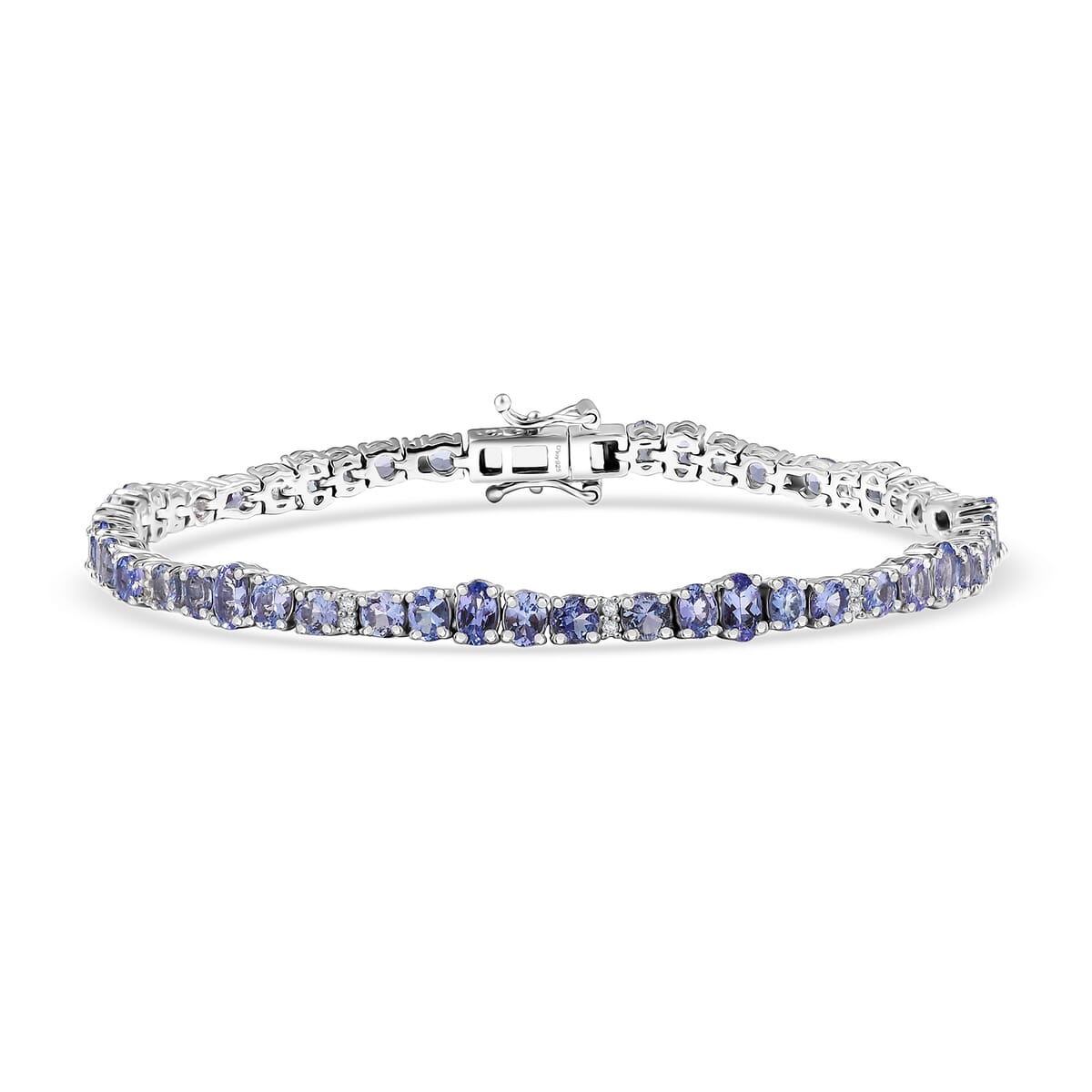 D'Joy Tanzanite, White Zircon Bracelet in Rhodium Over Sterling Silver (6.50 In) 7.50 ctw image number 0