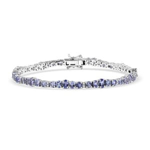 D'Joy Tanzanite and White Zircon 7.50 ctw Moon Phases Bracelet in Rhodium Over Sterling Silver (6.50 In)