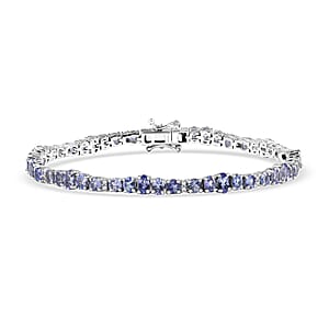 D'Joy Tanzanite and White Zircon 8.65 ctw Moon Phases Bracelet in Rhodium Over Sterling Silver (7.25 In)