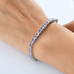 D'Joy Tanzanite and White Zircon 8.65 ctw Moon Phases Bracelet in Rhodium Over Sterling Silver (7.25 In)