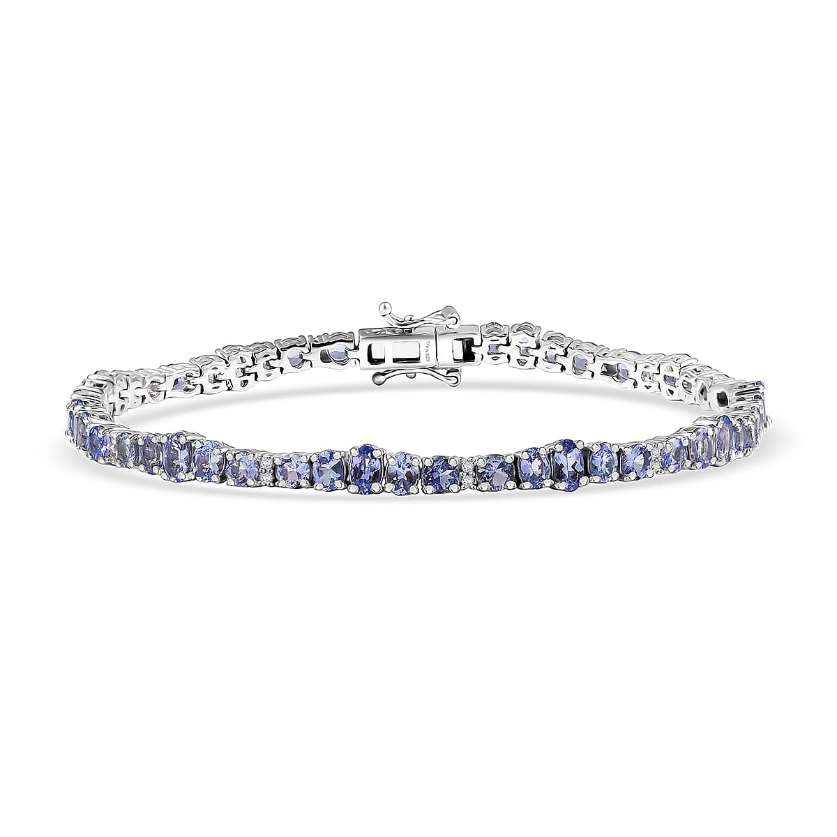 D'Joy Tanzanite and White Zircon 9.50 ctw Moon Phases Bracelet in Rhodium Over Sterling Silver (8.00 In) image number 0