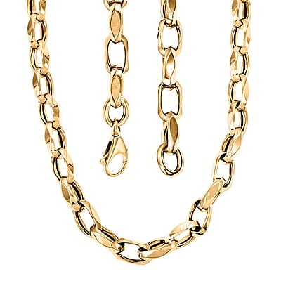 Italian Oval Link Chain Necklace in 10K Yellow Gold 20 Inches 13.44 Grams