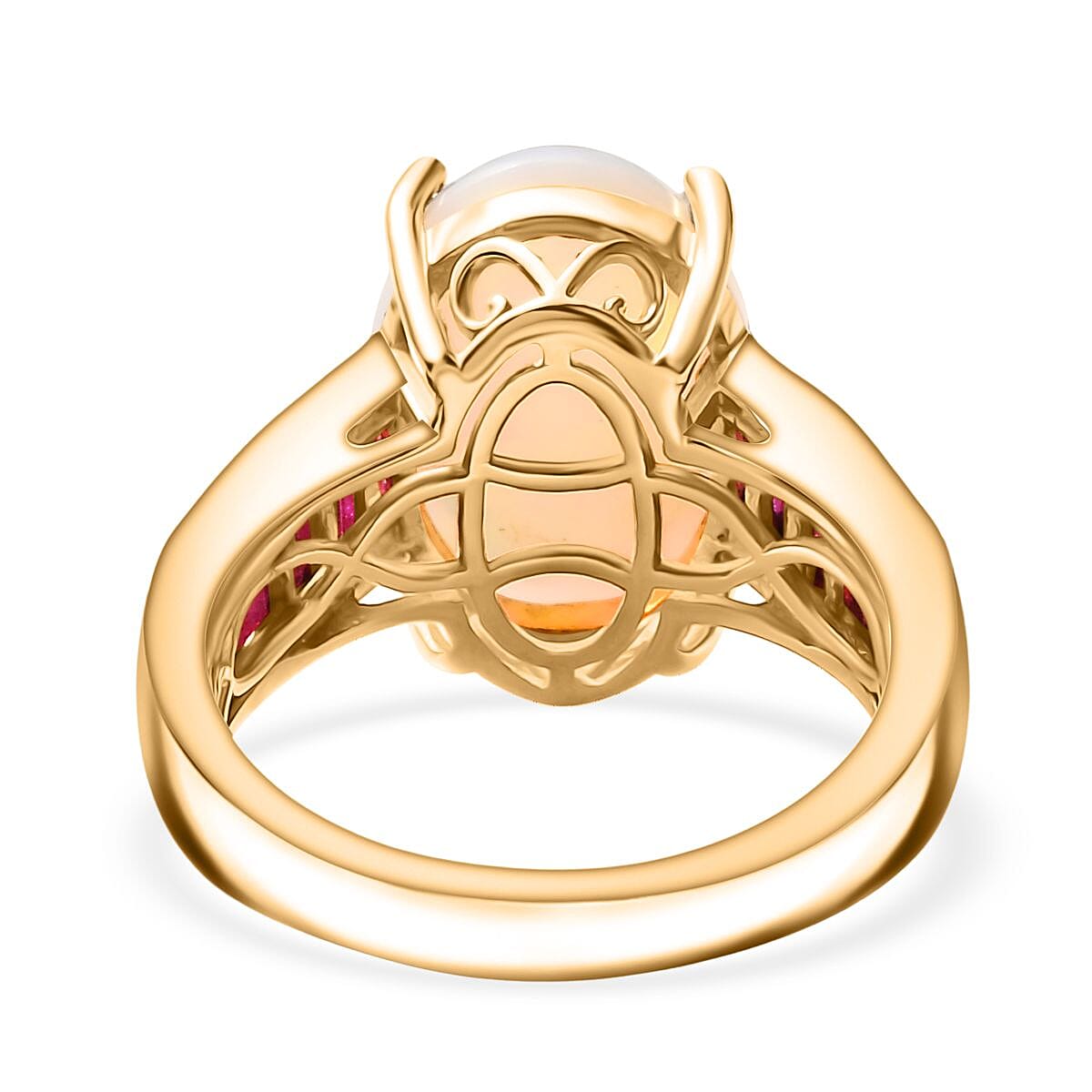 D'Joy Premium Ethiopian Welo Opal and Niassa Ruby (FF) 4.85 ctw Dreamlight Ring in 18K Vermeil Yellow Gold Over Sterling Silver (Size 10.0) image number 4