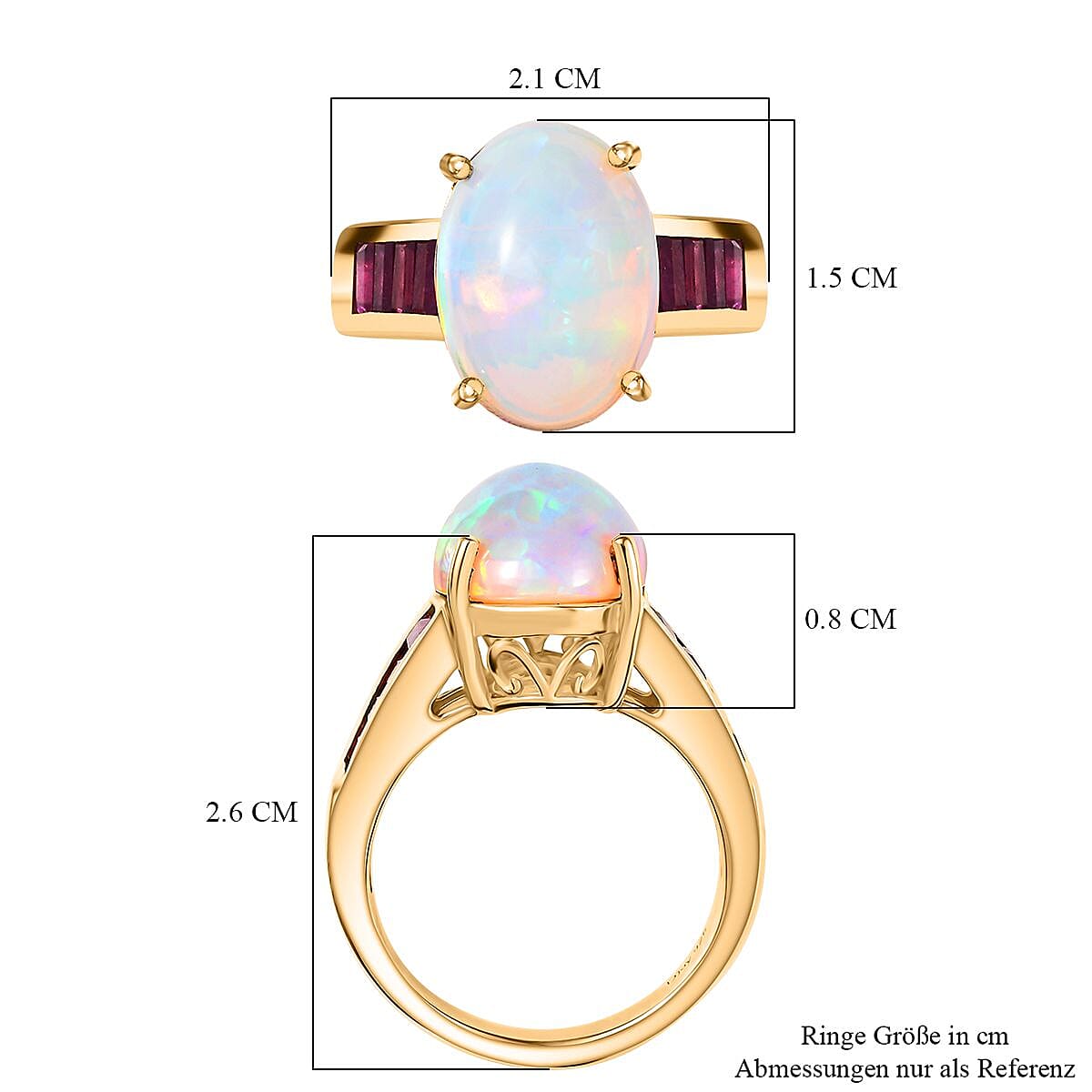 D'Joy Premium Ethiopian Welo Opal and Niassa Ruby (FF) 4.85 ctw Dreamlight Ring in 18K Vermeil Yellow Gold Over Sterling Silver (Size 10.0) image number 5