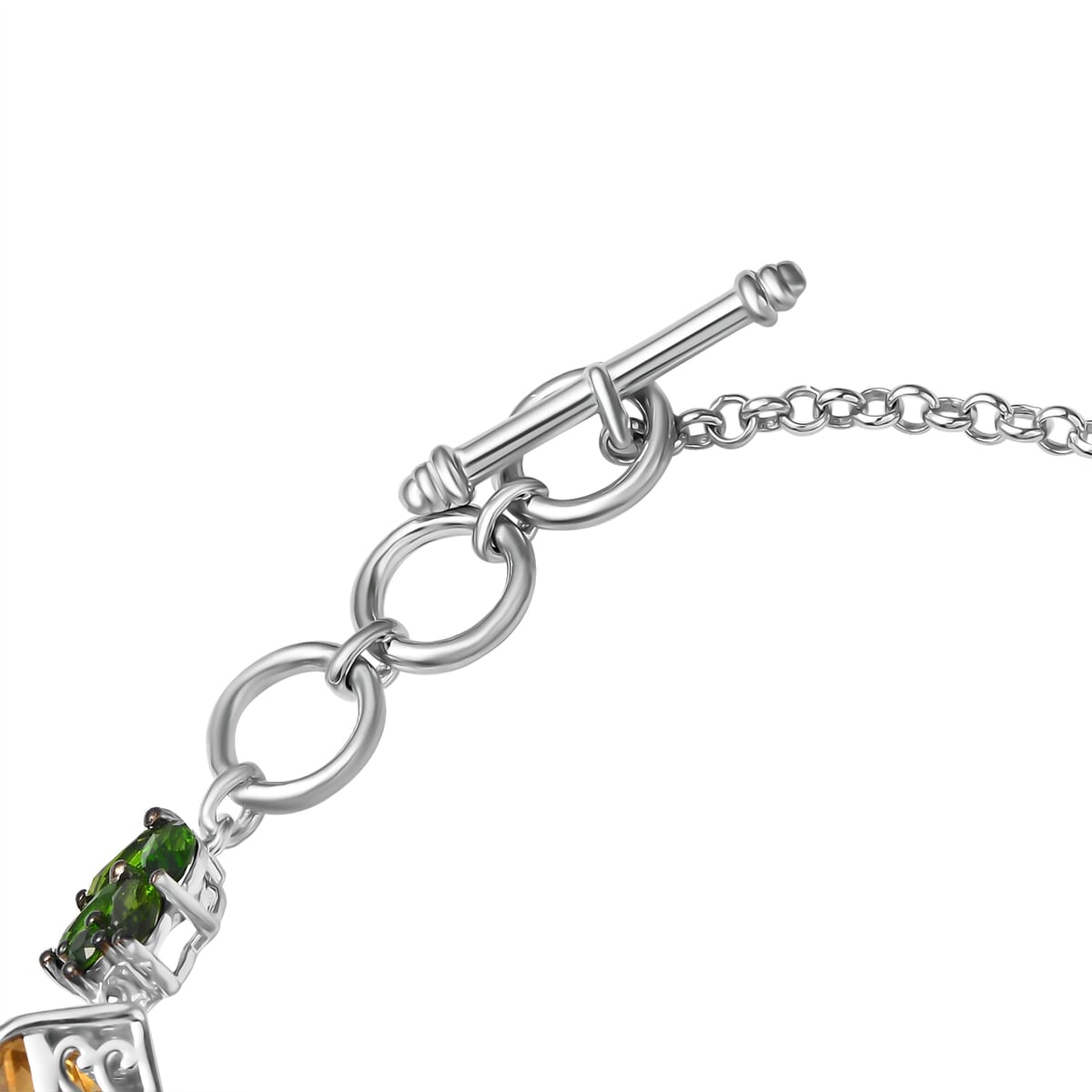 D'Joy Yellow Labradorite and Multi Gemstone 27.15 ctw Sunlit Vines Adjustable Bracelet in Rhodium Over Sterling Silver image number 3