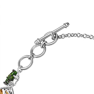 D'Joy Yellow Labradorite and Multi Gemstone 27.15 ctw Sunlit Vines Adjustable Bracelet in Rhodium Over Sterling Silver