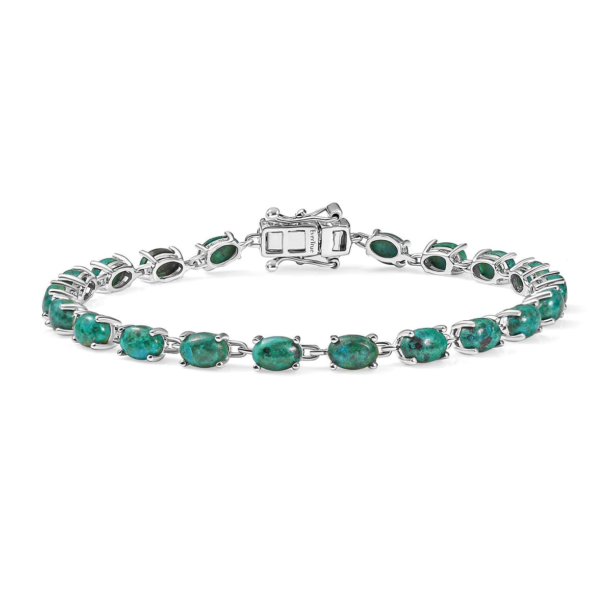 Ever True Chrysocolla 13.00 ctw Ocean Pebbles Bracelet in Platinum Bond (7.25 In) image number 0