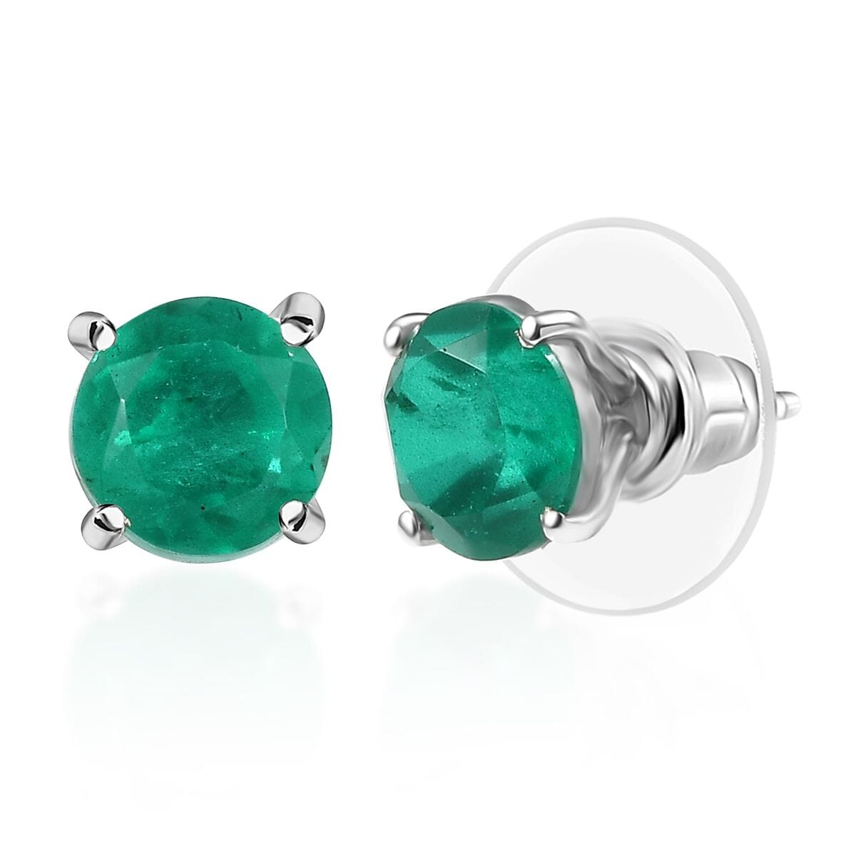 D'Joy Emeraldine Quartz 4.65 ctw Stud Earrings in Platinum Over Sterling Silver  image number 0