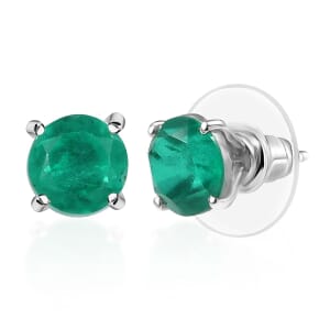 D'Joy Emeraldine Quartz (Triplet) 4.65 ctw Stud Earrings in Platinum Over Sterling Silver 