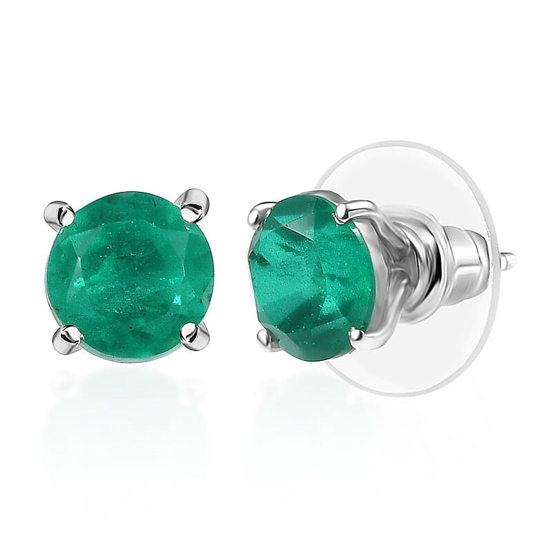 D'Joy Emeraldine Quartz (Triplet) 4.65 ctw Stud Earrings in Platinum Over Sterling Silver