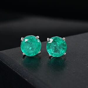 D'Joy Emeraldine Quartz (Triplet) 4.65 ctw Stud Earrings in Platinum Over Sterling Silver 
