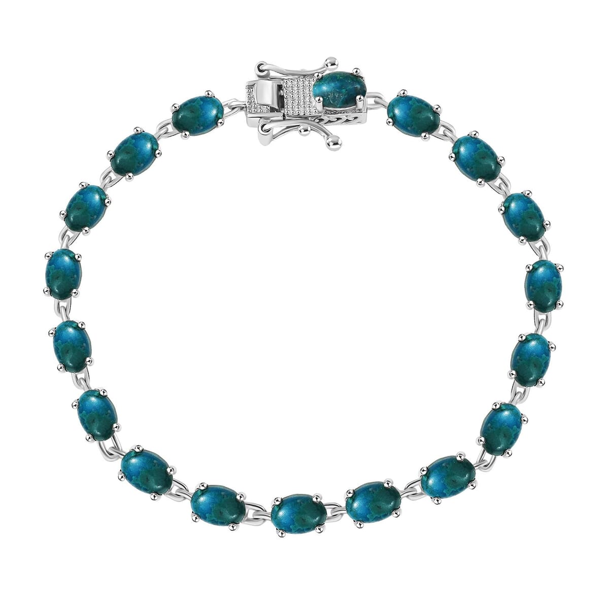Ever True Chrysocolla 11.75 ctw Ocean Pebbles Bracelet in Platinum Bond (6.50 In) image number 0