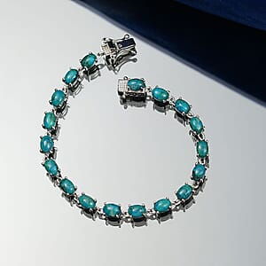 EverTrue Chrysocolla 11.75 ctw Ocean Pebbles Bracelet in Platinum Bond (6.50 In)