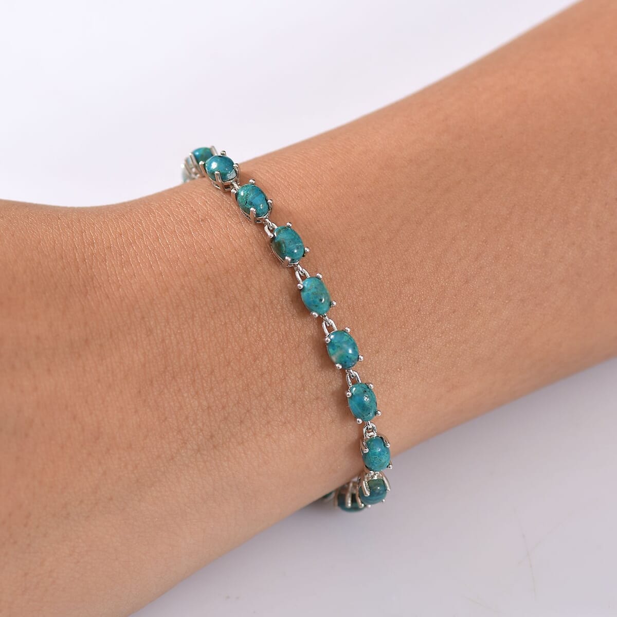 Ever True Chrysocolla 11.75 ctw Ocean Pebbles Bracelet in Platinum Bond (6.50 In) image number 2