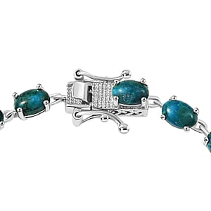 EverTrue Chrysocolla 11.75 ctw Ocean Pebbles Bracelet in Platinum Bond (6.50 In)