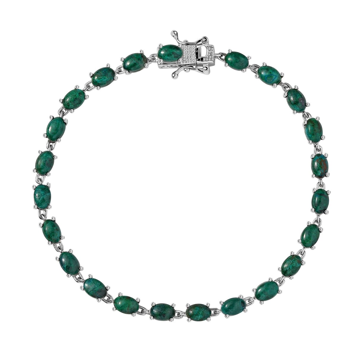 Ever True Chrysocolla 14.25 ctw Ocean Pebbles Bracelet in Platinum Bond (8.00 In) image number 0
