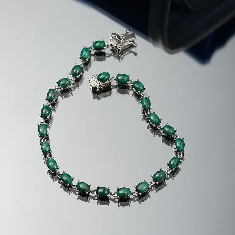EverTrue Chrysocolla 14.25 ctw Ocean Pebbles Bracelet in Platinum Bond (8.00 In)