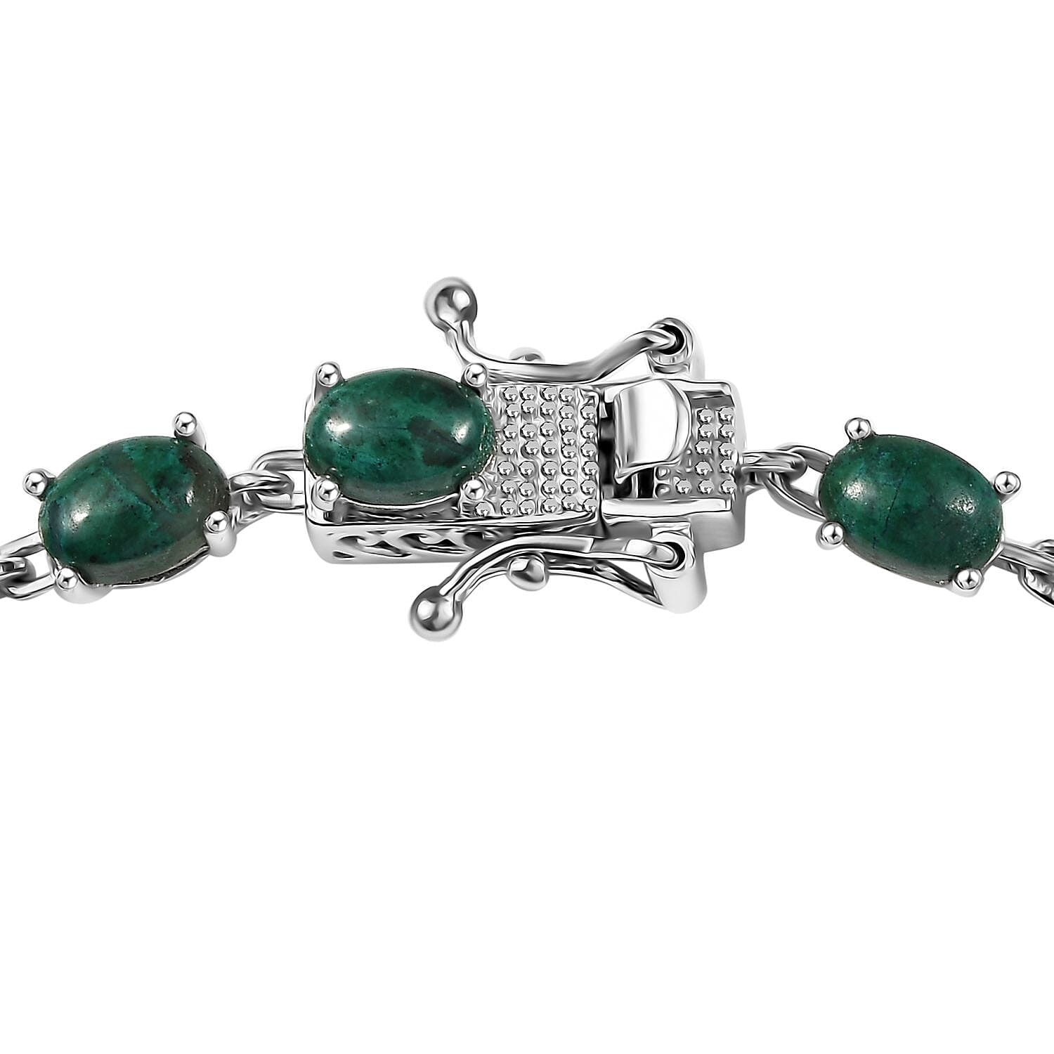 EverTrue Chrysocolla 14.25 ctw Ocean Pebbles Bracelet in Platinum Bond (8.00 In)