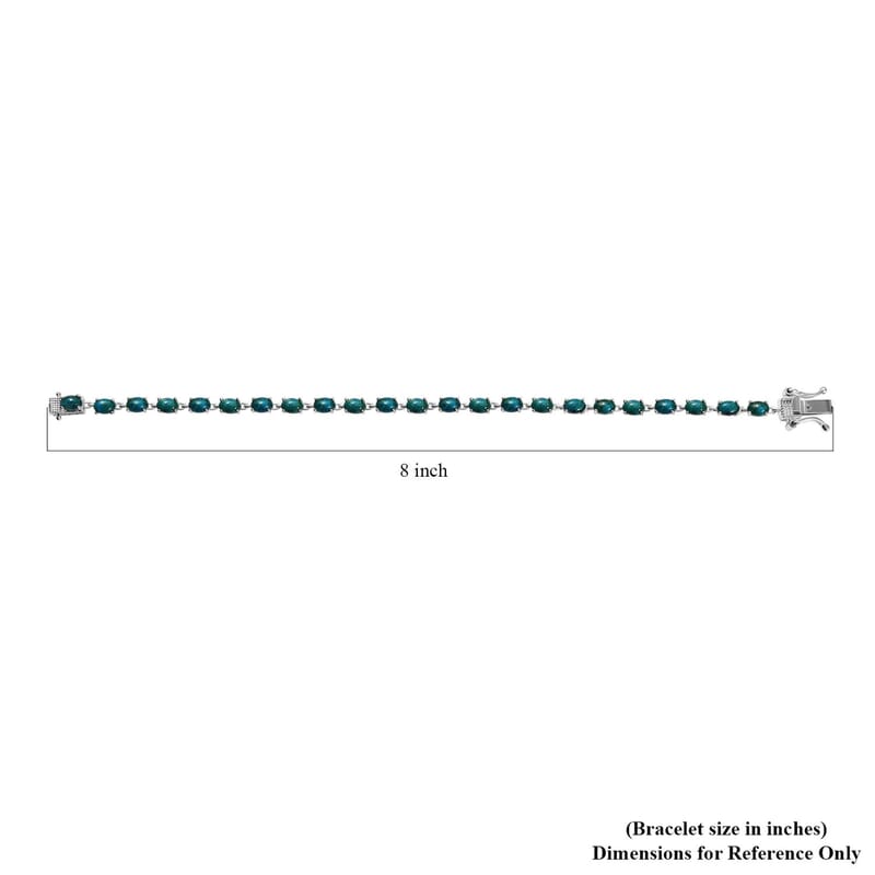 EverTrue Chrysocolla 14.25 ctw Ocean Pebbles Bracelet in Platinum Bond (8.00 In)