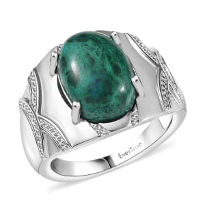 Ever True Chrysocolla 7.70 ctw Mystic Defender Ring in Platinum Bond (Size 10.0) 