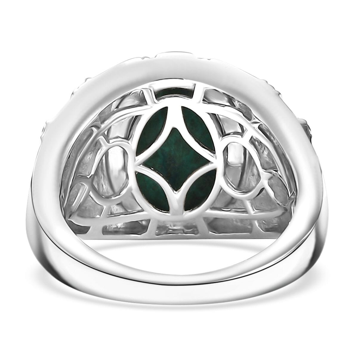 Ever True Chrysocolla 7.70 ctw Mystic Defender Ring in Platinum Bond (Size 10.0)  image number 4