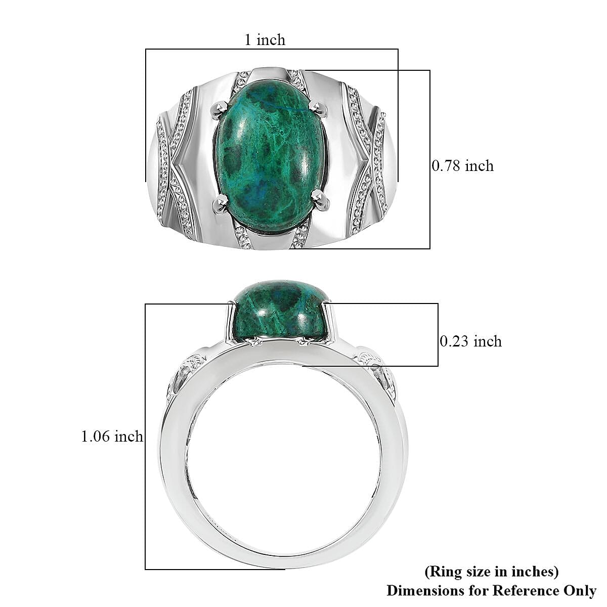 EverTrue Chrysocolla 7.70 ctw Mystic Defender Ring in Platinum Bond (Size 10.0) 