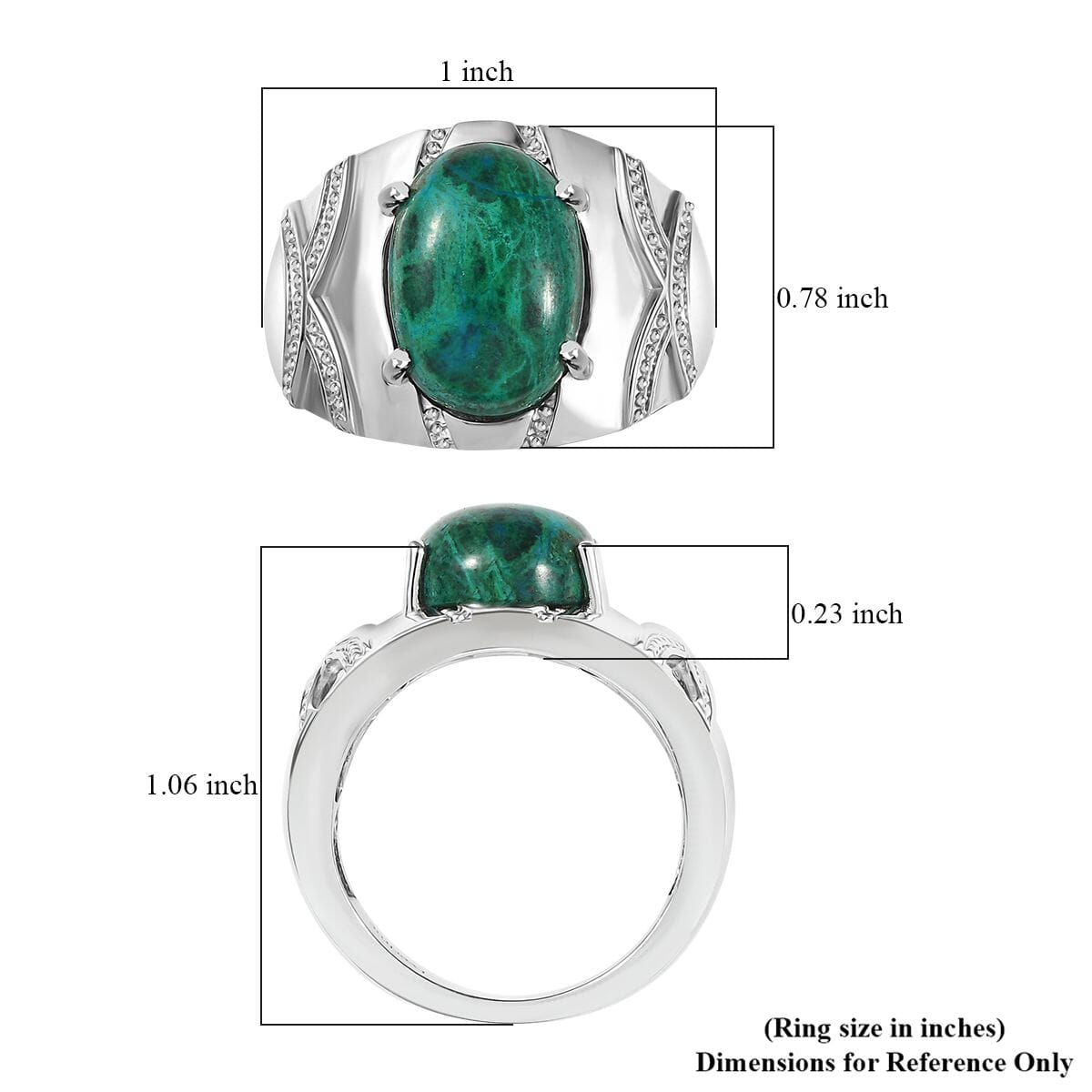 Ever True Chrysocolla 7.70 ctw Mystic Defender Ring in Platinum Bond (Size 8.0) image number 5