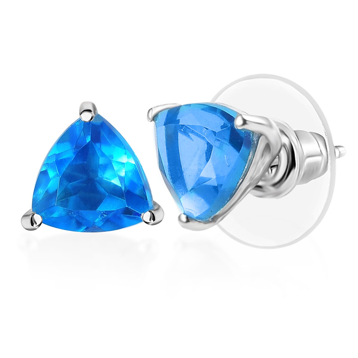 D'Joy Caribbean Quartz (Triplet) 3.00 ctw Stud Earrings in Platinum Over Sterling Silver image number 0