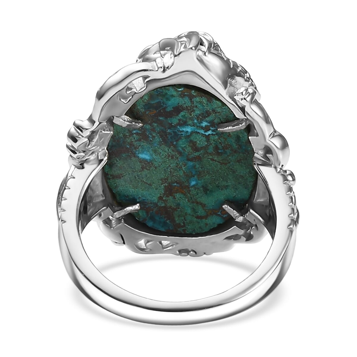 Ever True Chrysocolla 19.50 ctw Dragon's Embrace Ring in Platinum Bond (Size 10.0) image number 4