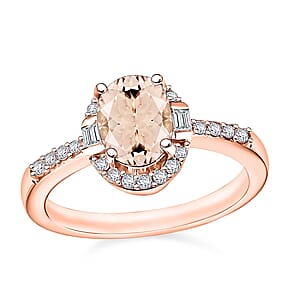Marropino Morganite and Moissanite Ring in 18K Vermeil Rose Gold Over Sterling Silver (Size 10) 1.80 ctw