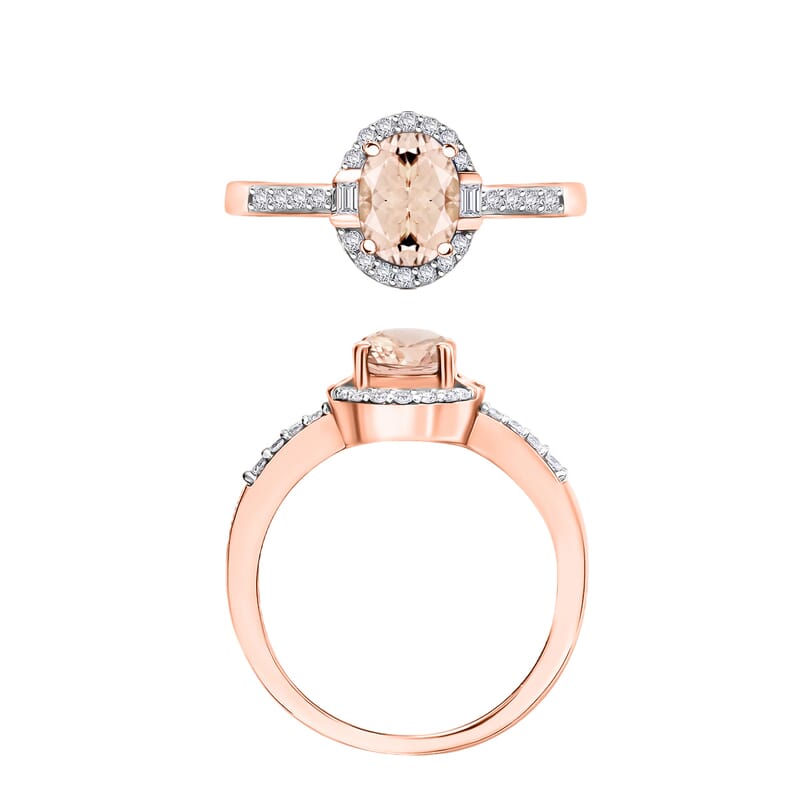 Marropino Morganite and Moissanite Ring in 18K Vermeil Rose Gold Over Sterling Silver (Size 10) 1.80 ctw
