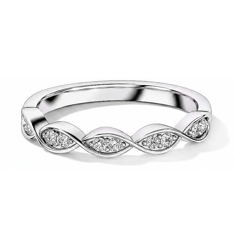 Luxuriant Lab Grown Diamond G-H SI 0.25 ctw Infinity Wave Ring in Rhodium Over Sterling Silver (Size 10.0)